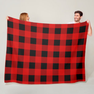 Rood en zwart buffelbout met vrijdijgingham Fle Fleece Deken