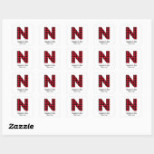 Rood en zwart buffelmonogram N Vierkante Sticker (Vel)