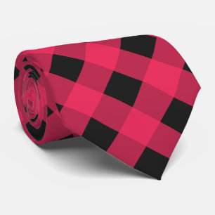 Rood en zwart buffelplaid geruit patroon stropdas