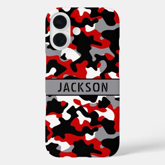 Rood en Zwart Camouflage Gepersonaliseerd Case-Mate iPhone Case (Achterkant)