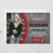 Rood en Zwart Chalkboard Afstuderen Aankondiging (Voorkant)