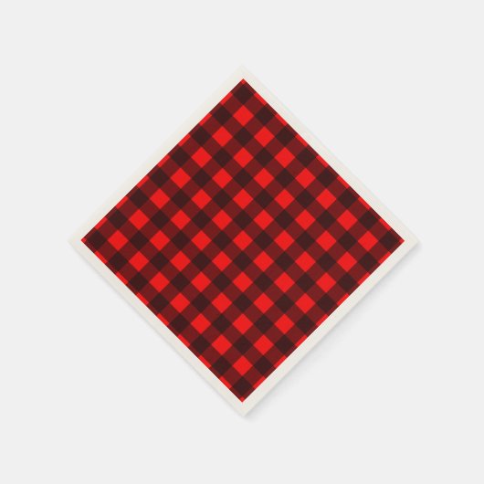 Rood en Zwart Check Buffalo Plaid Party Servet (Hoek)