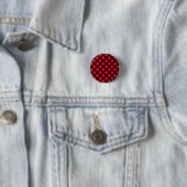 Rood en Zwart Checker Board Patroon Ronde Button 3,2 Cm (In situ)