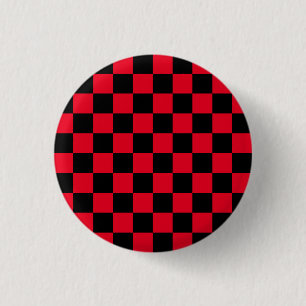 Rood en Zwart Checker Board Patroon Ronde Button 3,2 Cm
