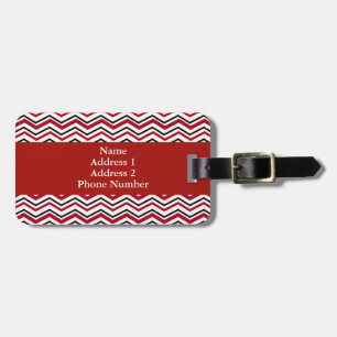 Rood en zwart Chevron Pattern Bagagelabel