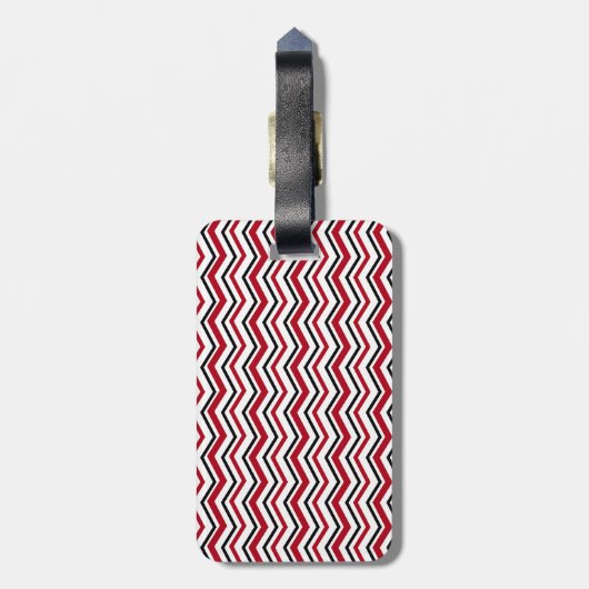 Rood en zwart Chevron Pattern Bagagelabel (Achterkant verticaal)