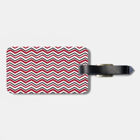 Rood en zwart Chevron Pattern Bagagelabel (Achterkant horizontaal)