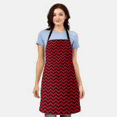 Rood en zwart Chevron Pattern Schort (Gedragen)