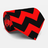 Rood en zwart Chevron Zigzag Stropdas (Opgerold)