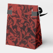 Rood en zwart Damask Patroon Monogram voor Doos Bedankdoosjes (Achterkant)