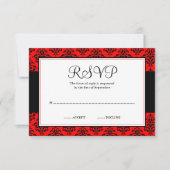 Rood en zwart Damask RSVP Response Kaart (Voorkant)