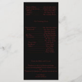 Rood en Zwart Damast Gotische Bruiloft Programma (Achterkant)