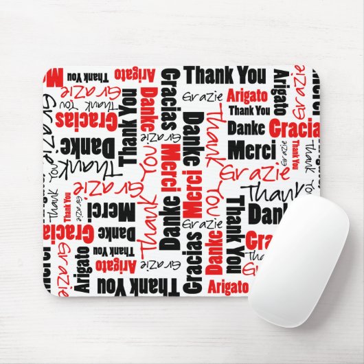Rood en zwart — dank u Word Cloud Muismat (Met muis)