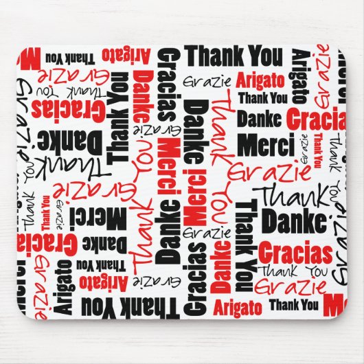 Rood en zwart — dank u Word Cloud Muismat (Voorkant)