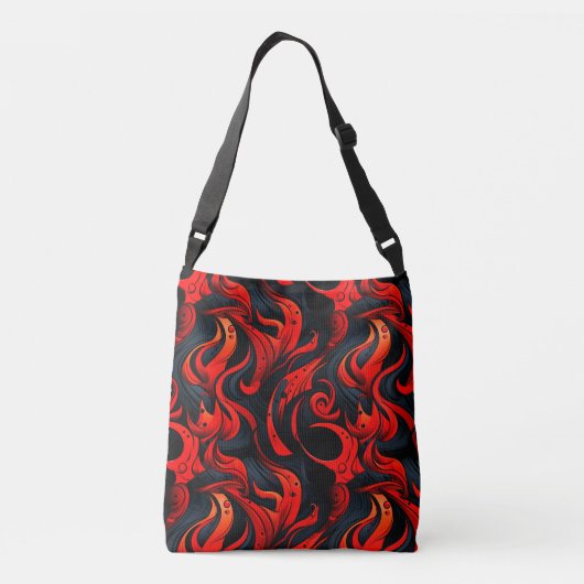 Rood en Zwart Design Bag Crossbody Tas (Achterkant)