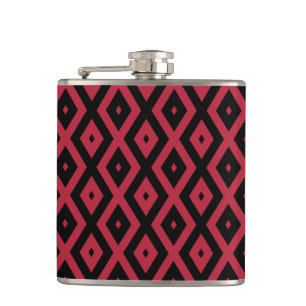 Rood- en zwart diamantpatroon heupfles