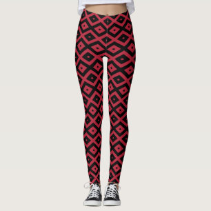 Rood- en zwart diamantpatroon leggings