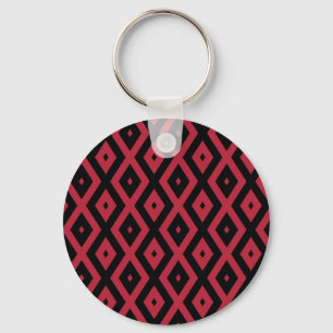 Rood- en zwart diamantpatroon sleutelhanger