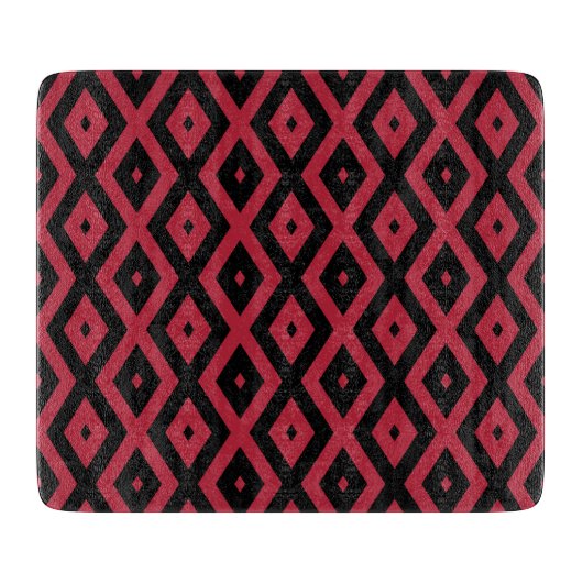 Rood- en zwart diamantpatroon snijplank (Voorkant)