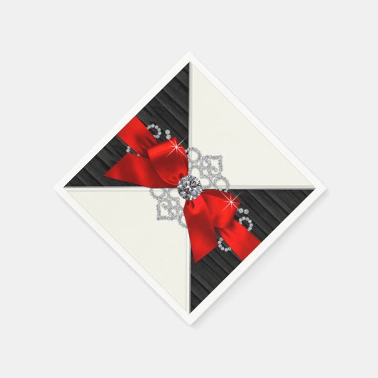 Rood en Zwart Diamond Bow Party Servetten (Hoek)