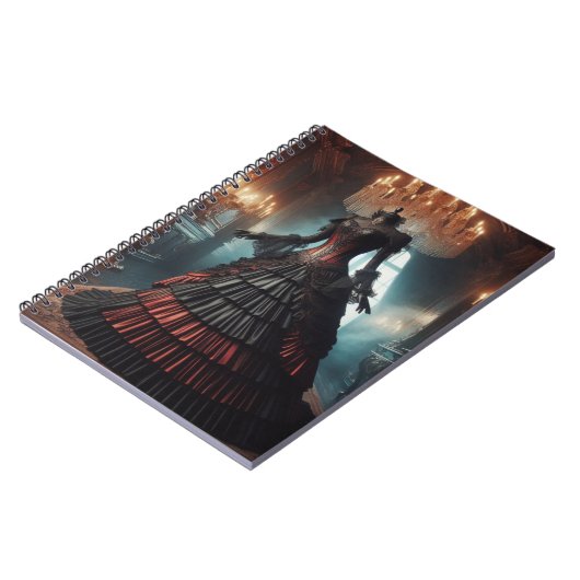 Rood en Zwart Dress Steampunk Victoriaans Notitieboek (Linkerzijde)