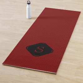 Rood en zwart fijne verticale strepen monogram yogamat