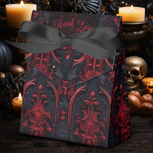 rood en zwart filigraan gotische bruiloft bedankdoosjes