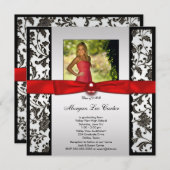 Rood en zwart foto Afstuderen aankondiging (Voorkant / Achterkant)