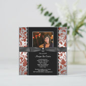 Rood en Zwart Foto Afstuderen Aankondiging (Staand voorkant)