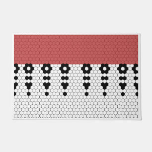 Rood en zwart Fringe Tegel Design Deurmat