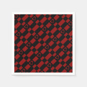 Rood- en zwart-gecheckt hartpatroon Napkins Servetten (Voorkant)