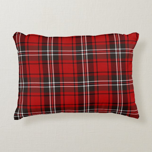 Rood en zwart geplakt Buffalo Check Pattern Accent Kussen (Voorkant)