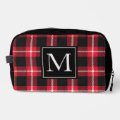 Rood en zwart geplakt monogram op maat toilettasje (Voorkant)