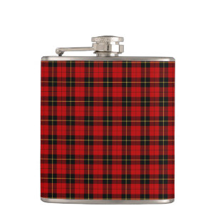 Rood en zwart, geplakt Wallace Clan Tartan Heupfles