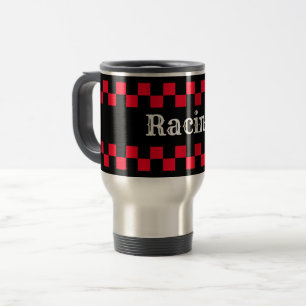 Rood en Zwart Geruit Racen Reisbeker