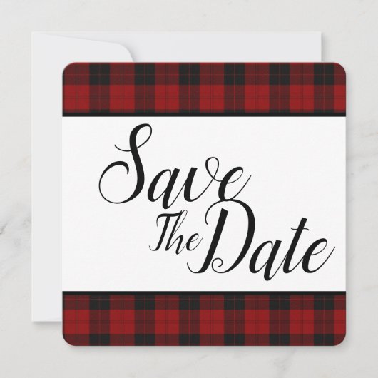 Rood en zwart geruit Save The Date (Voorkant)