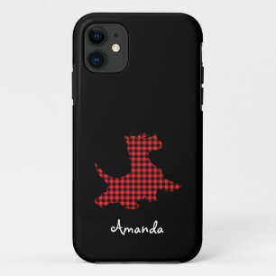 Rood en zwart geruit Scottie-hond telefoonhoesje iPhone 11 Hoesje