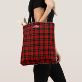 Rood en zwart geruite Wallace Tartan Monogram Draagtas (Dichtbij)