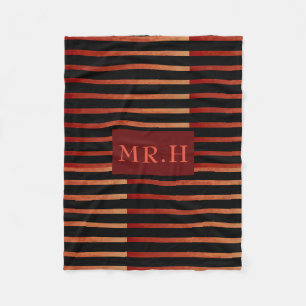 Rood en zwart, gestreept fleece deken
