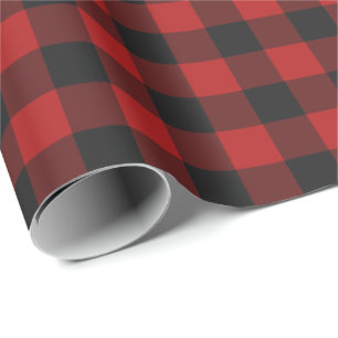 Rood- en zwart Gingham-gecontroleerd patroonpapier Cadeaupapier