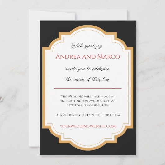 Rood en Zwart Gotisch Donker Bruiloft Uitnodiging (Achterkant)