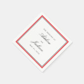 Rood en zwart grens klassieke traditionele bruilof servet (Hoek)