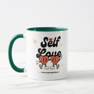 Rood en Zwart Groovy Retro Schattige Zelf Liefde M Mok