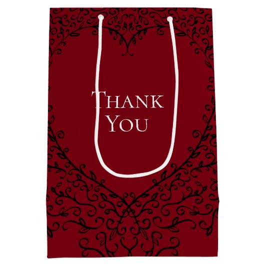 Rood en zwart hart bruiloft medium cadeauzakje (Achterkant)