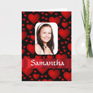 Rood en zwart hart gepersonaliseerde foto kaart
