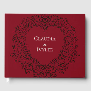 Rood en Zwart Hart Gothic Bruiloft Gastenboek