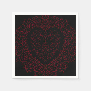 Rood en Zwart Hart Gotische Bruiloft Servetten