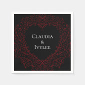 Rood en Zwart Hart Gotische Bruiloft Servetten (Voorkant)