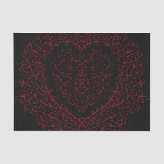 Rood en Zwart Hart Gotische Bruiloft Tissue Papier (Voorkant)