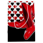 Rood en zwart hart met rode hoge hoogte medium cadeauzakje (Voorkant)